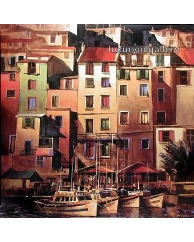 ציור שמן של בתים ציוריים של ונציה